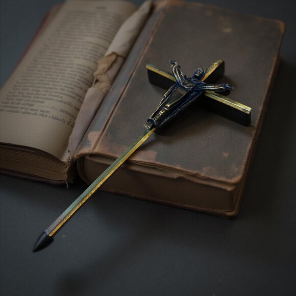 Mid-Century Bronze & Brass Crucifix – Modernist “Risen Christ” Cross Wall Hangin - Picture 2 of 7